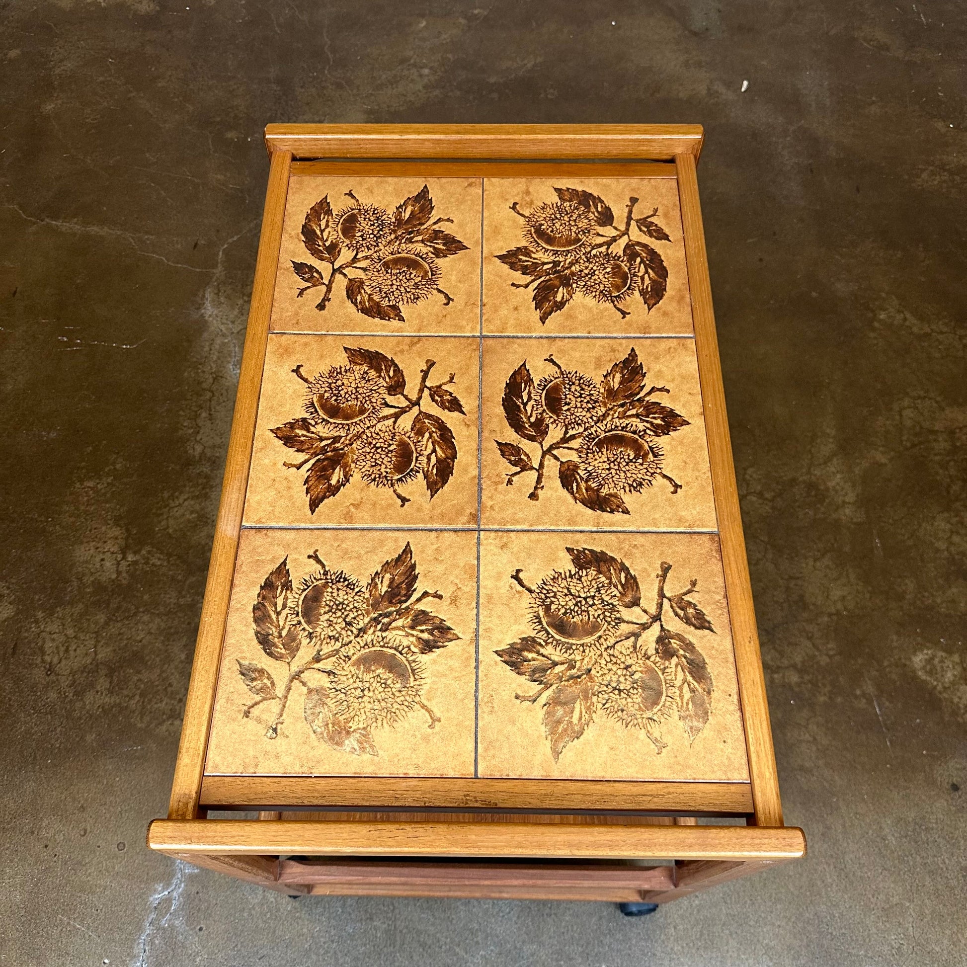 MC Style Tiled Teak Bar Cart C BAR CARTS