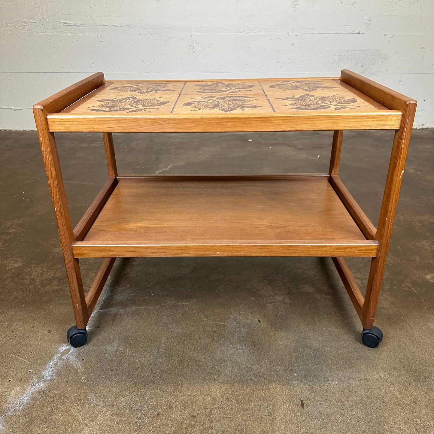MC Style Tiled Teak Bar Cart C BAR CARTS