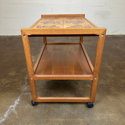 MC Style Tiled Teak Bar Cart C BAR CARTS