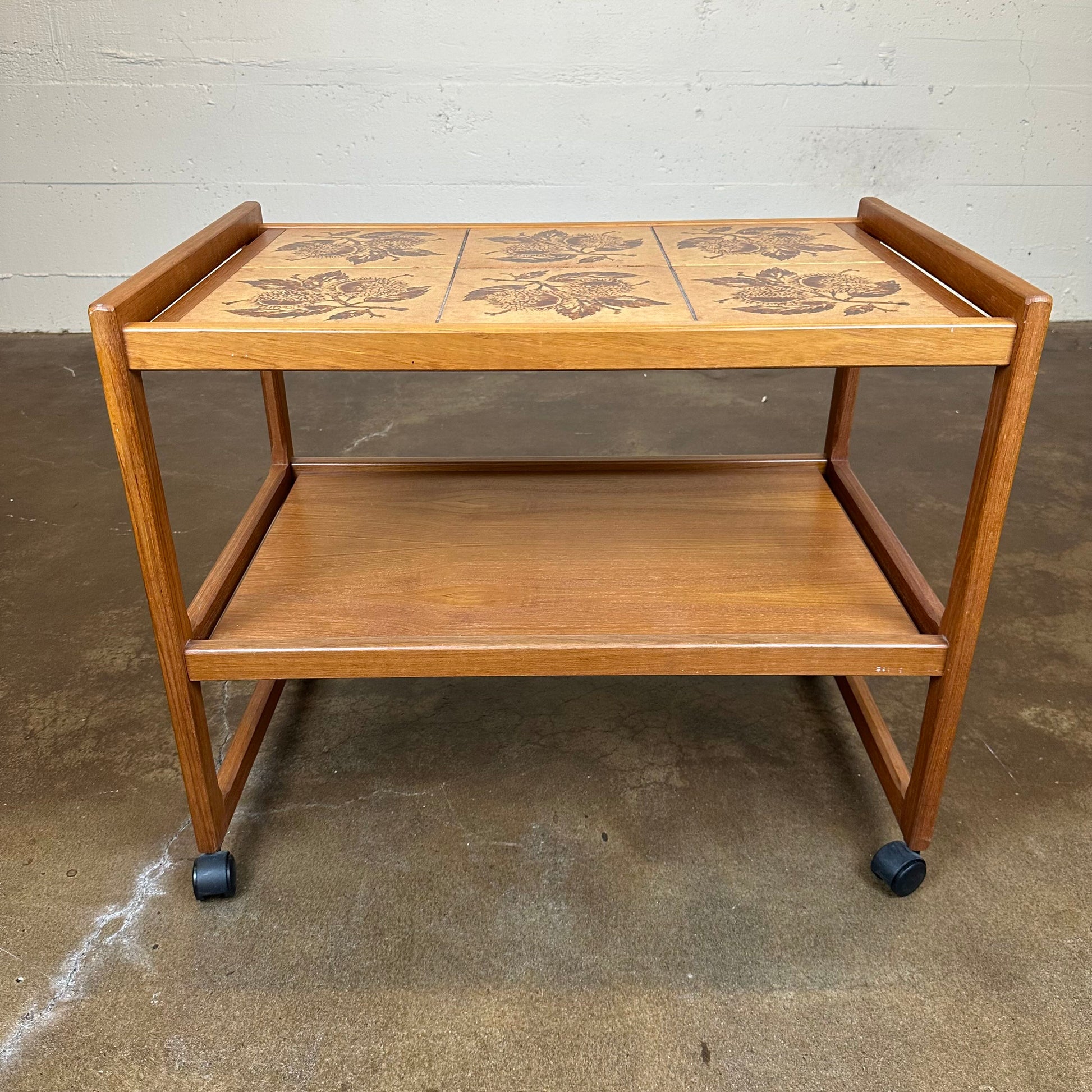 MC Style Tiled Teak Bar Cart C BAR CARTS