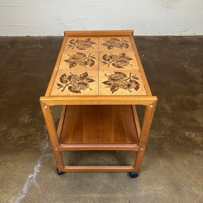 MC Style Tiled Teak Bar Cart C BAR CARTS