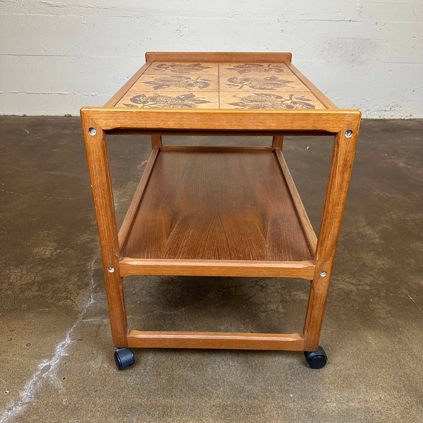 MC Style Tiled Teak Bar Cart C BAR CARTS
