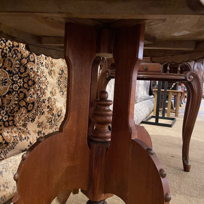 Vintage Round Carved Wood Hall Table