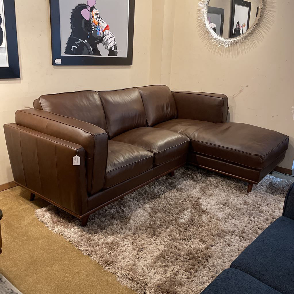 Karlstad Mocha Leather RAF Chaise Sectional