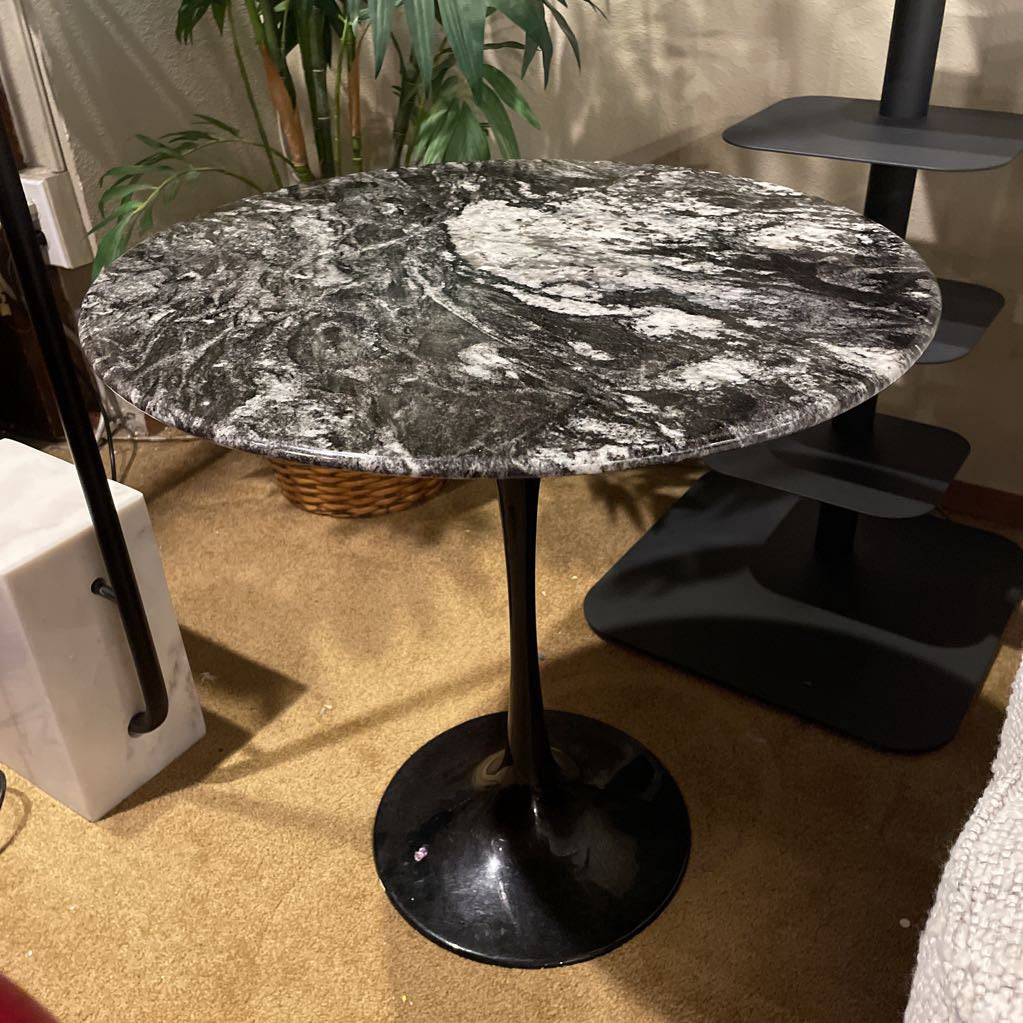 Black Marble Saarinen Style Side Table