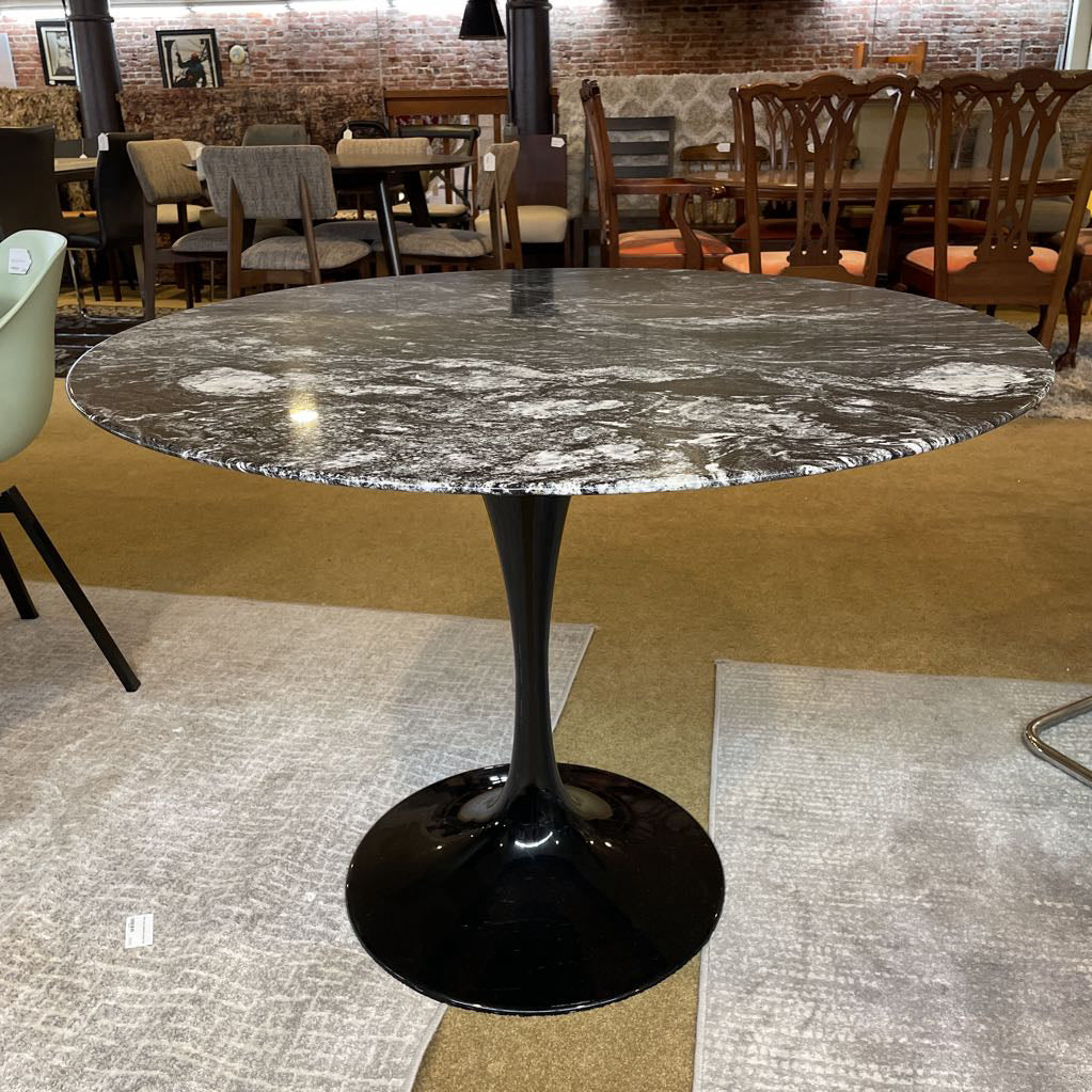 Black Marble Saarinen Style Pedestal Dining Table