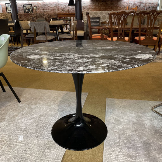 Black Marble Saarinen Style Pedestal Dining Table
