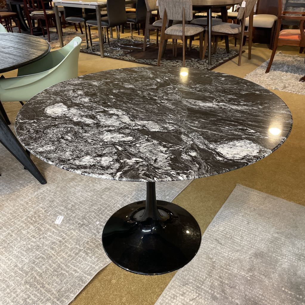 Black Marble Saarinen Style Pedestal Dining Table