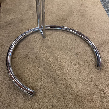 Chrome Tubular Eileen Grey Style Glass Top Side Table