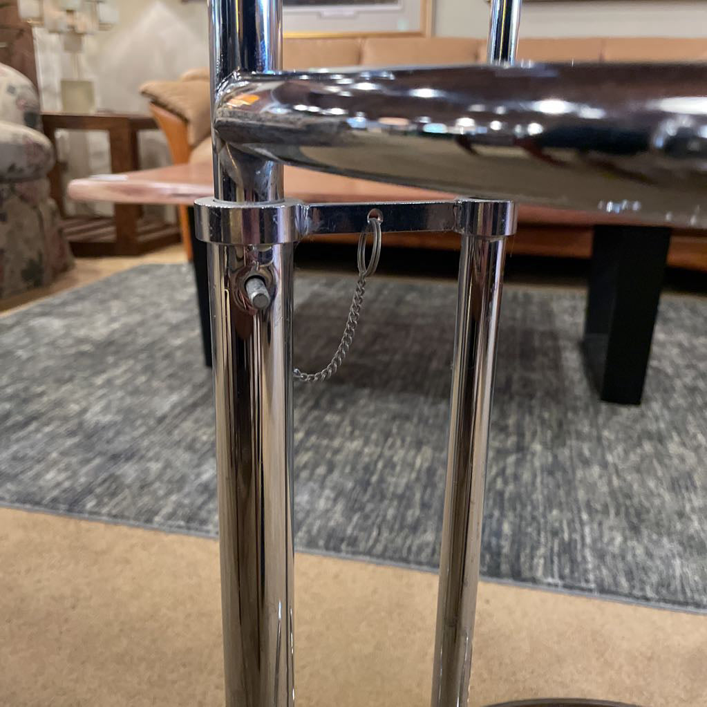 Chrome Tubular Eileen Grey Style Glass Top Side Table
