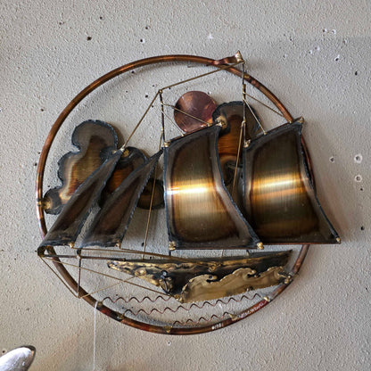 MC Brass Sail Boat Wall Sculpture SMALLS