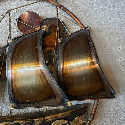 MC Brass Sail Boat Wall Sculpture SMALLS