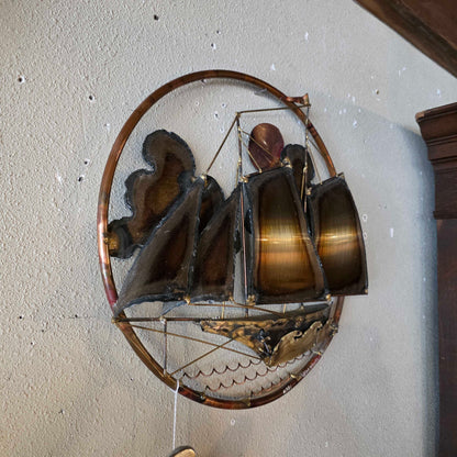 MC Brass Sail Boat Wall Sculpture SMALLS