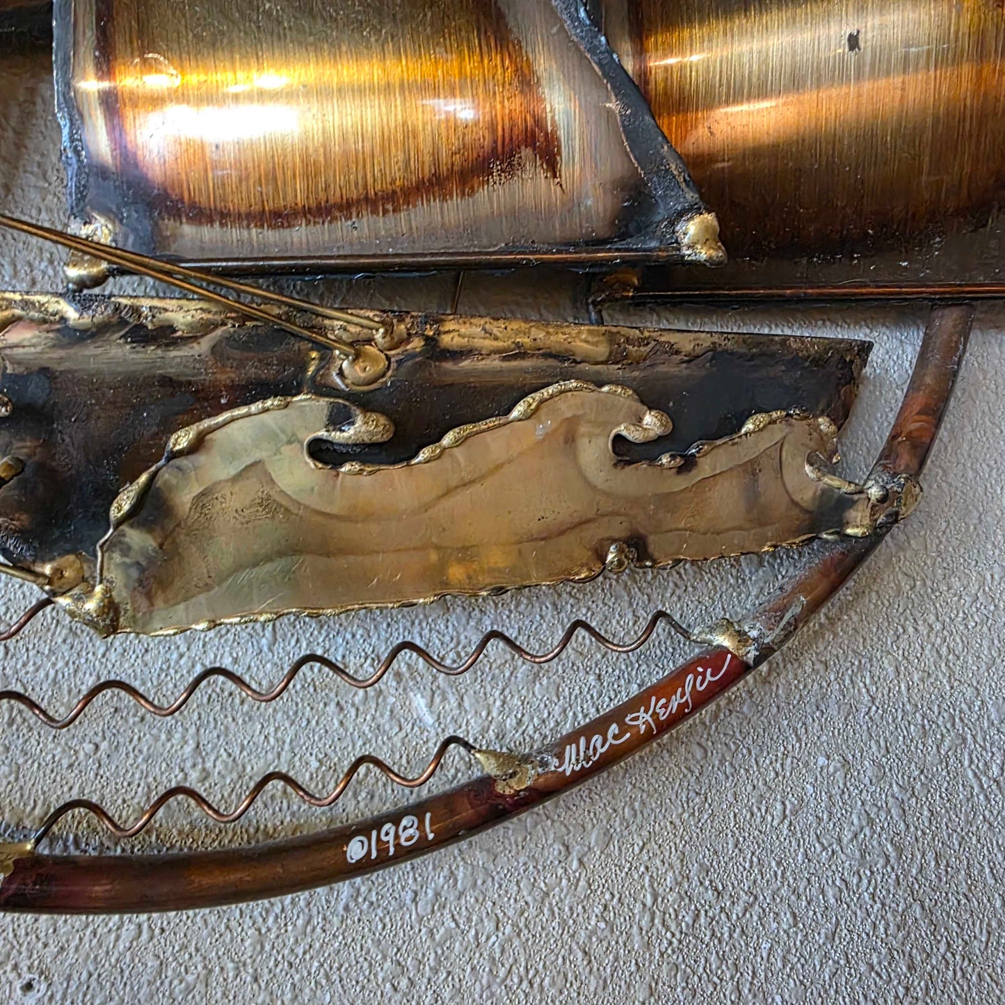 MC Brass Sail Boat Wall Sculpture SMALLS