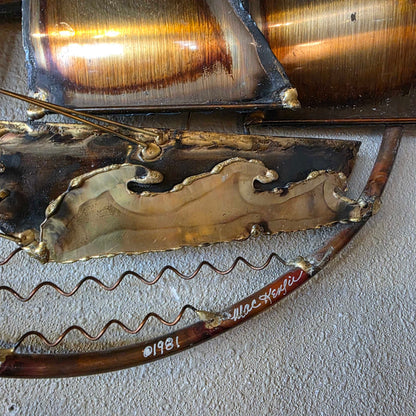MC Brass Sail Boat Wall Sculpture SMALLS