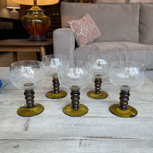 Grape Vines Bubble Stem Wine Glass Set of 5 SMALLS