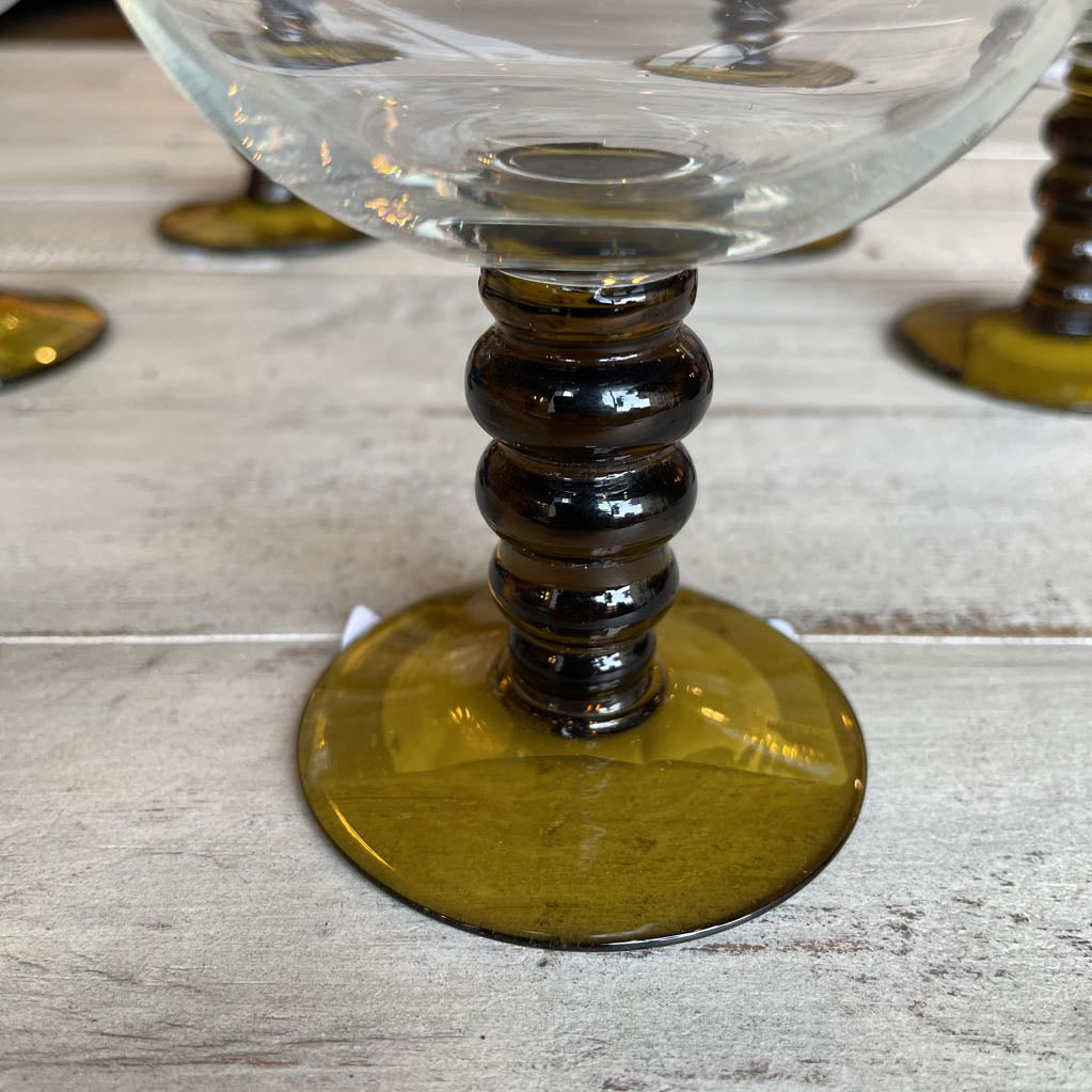 Grape Vines Bubble Stem Wine Glass Set of 5