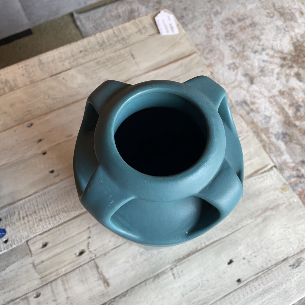 Tall Teal Silvestri Pottery Vase