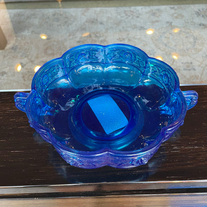 Bright Blue Glass with Floral Border