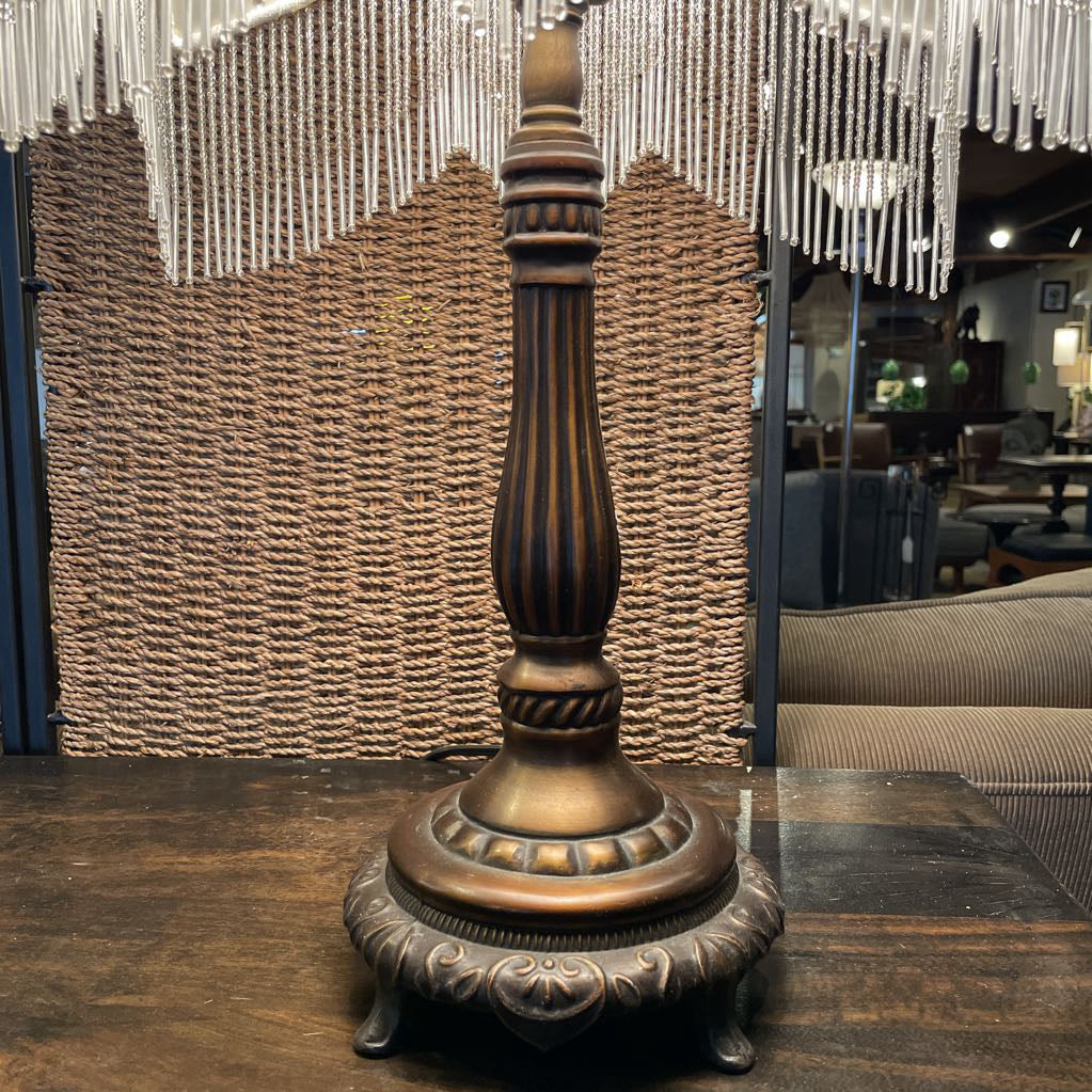 Dale Tiffany Victorian Table Lamp w Heart Shade and Beaded Fringe