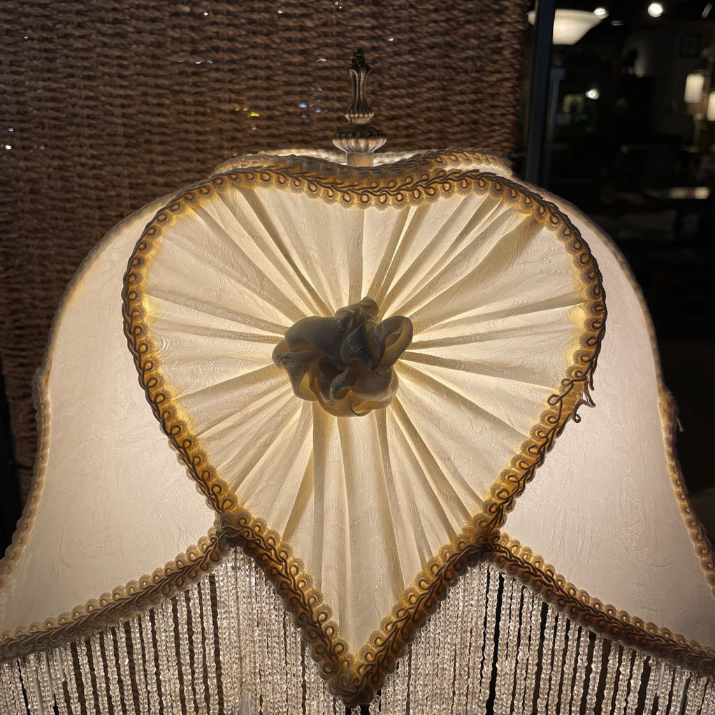 Dale Tiffany Victorian Table Lamp w Heart Shade and Beaded Fringe
