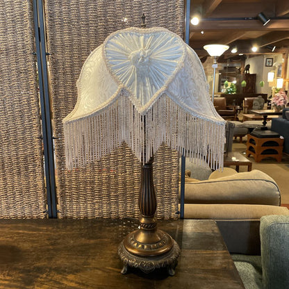 Dale Tiffany Victorian Table Lamp w Heart Shade and Beaded Fringe
