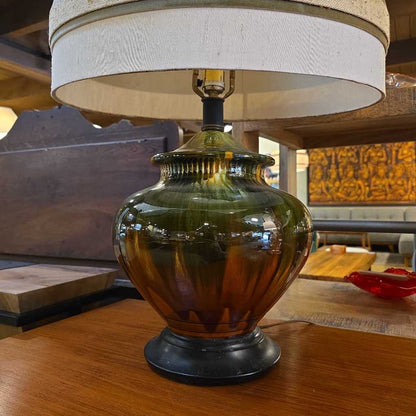 MC Green and Brown Drip Glaze Table Lamp