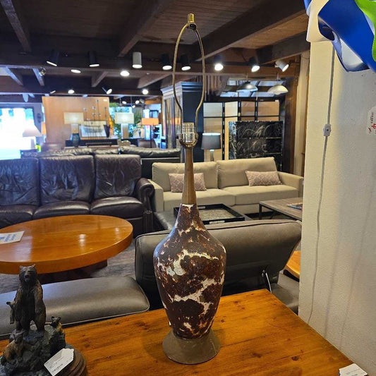 White and Brown Splat Table Lamp NO SHADE
