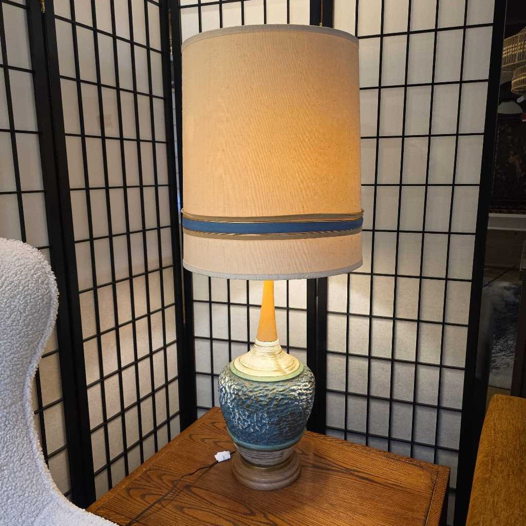 MC Blue, White and Green Textured Table Lamp