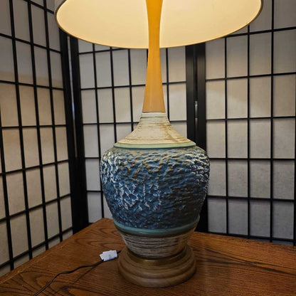 MC Blue, White and Green Textured Table Lamp