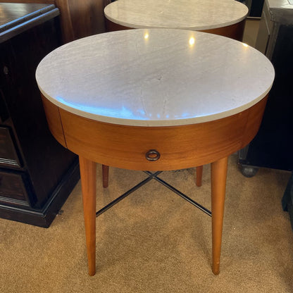 West Elm Marble Top Round 1 Drawer Nightstand