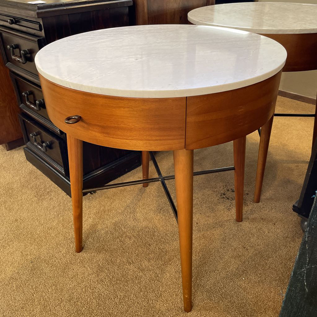 West Elm Marble Top Round 1 Drawer Nightstand