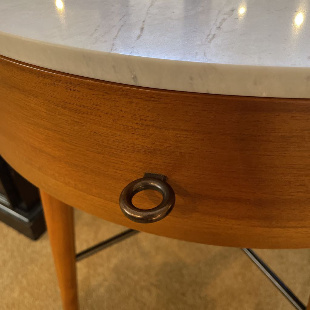 West Elm Marble Top Round 1 Drawer Nightstand