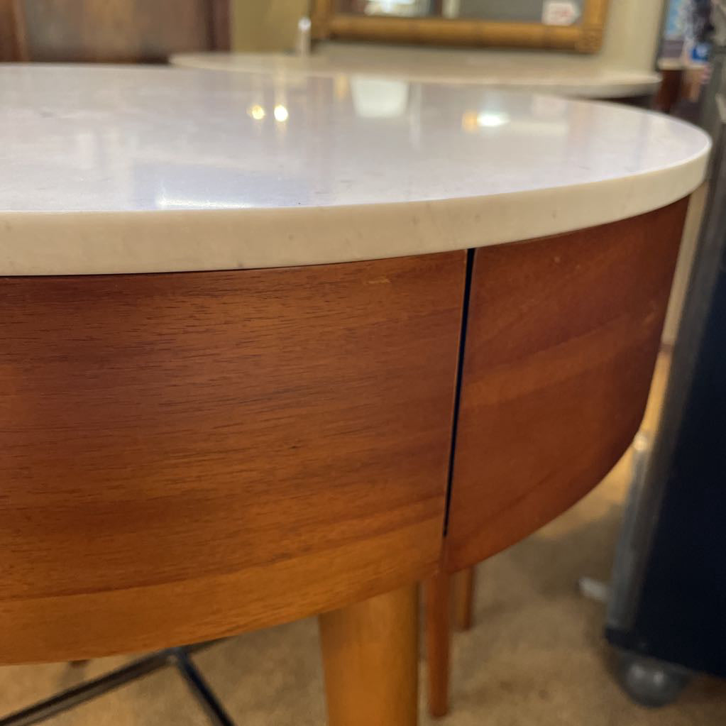 West Elm Marble Top Round 1 Drawer Nightstand