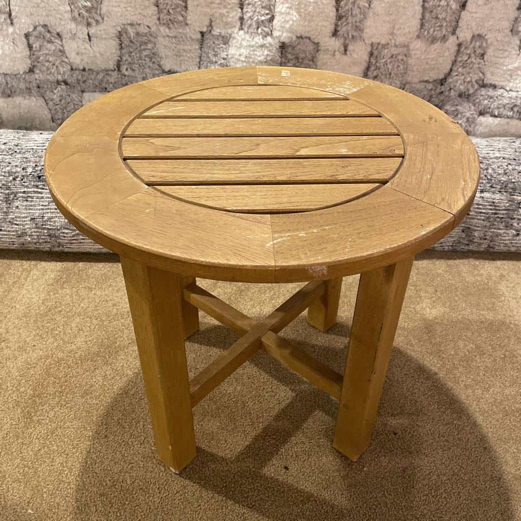 Round Slatted Outdoor Accent Table