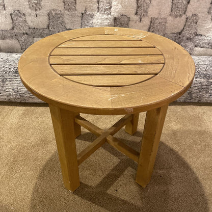 Round Slatted Outdoor Accent Table