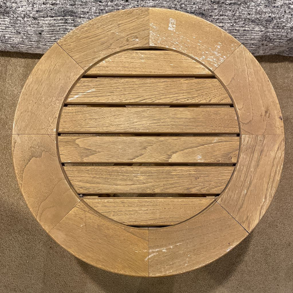 Round Slatted Outdoor Accent Table