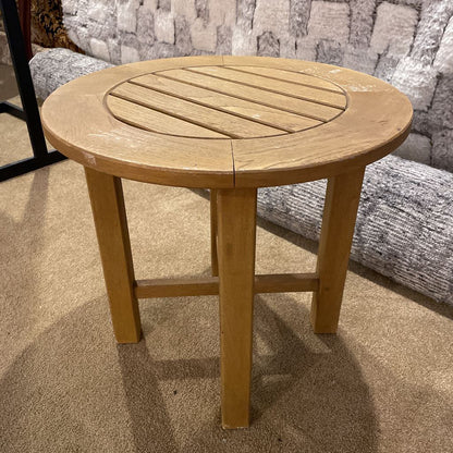 Round Slatted Outdoor Accent Table