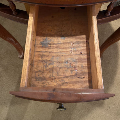 Carved Wood Marble Top Parlor Table C SIDE TABLES