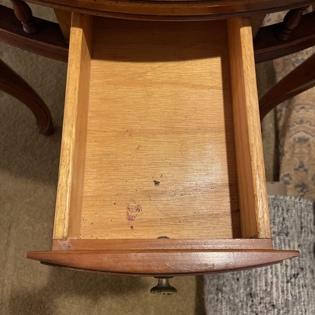 Carved Wood Marble Top Parlor Table C SIDE TABLES