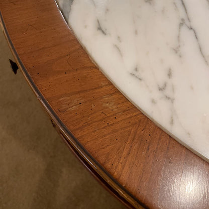 Carved Wood Marble Top Parlor Table C SIDE TABLES