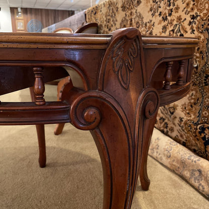 Carved Wood Marble Top Parlor Table C SIDE TABLES