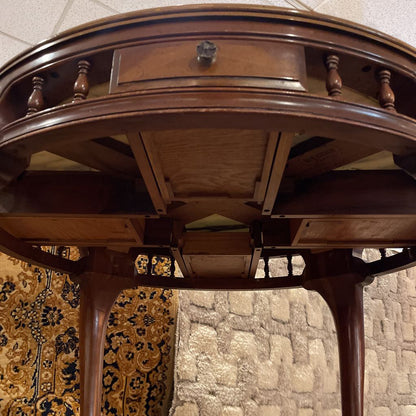 Carved Wood Marble Top Parlor Table