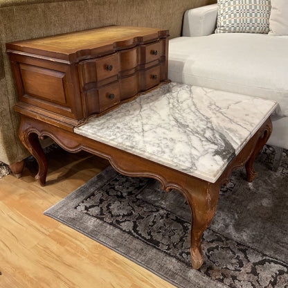 Marble Top Victorian Style Step Up Table