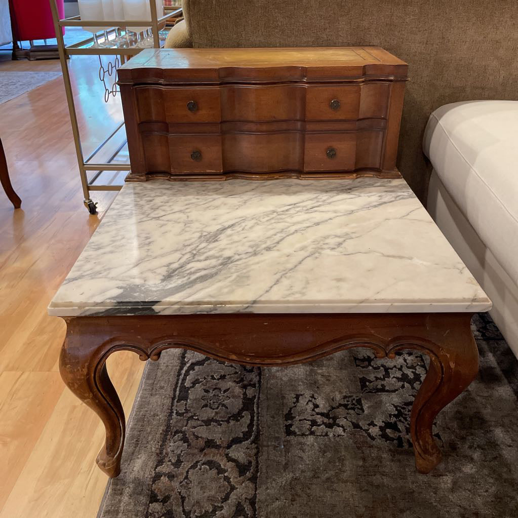 Marble Top Victorian Style Step Up Table