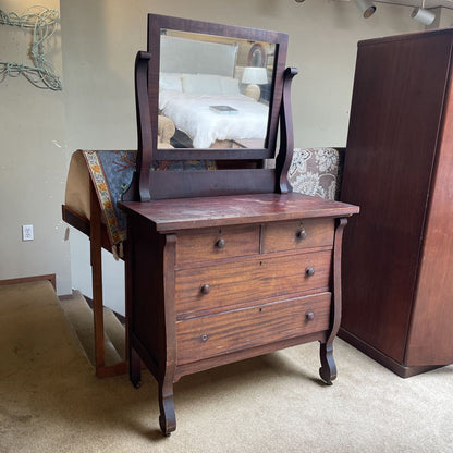 Vintage 4 Drawer Chest with Mirror AS IS