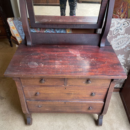 Vintage 4 Drawer Chest with Mirror AS IS
