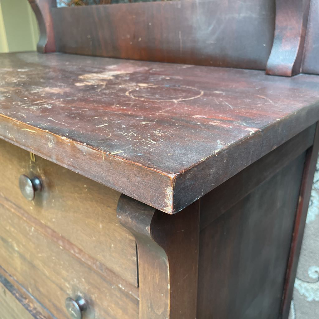 Vintage 4 Drawer Chest with Mirror AS IS