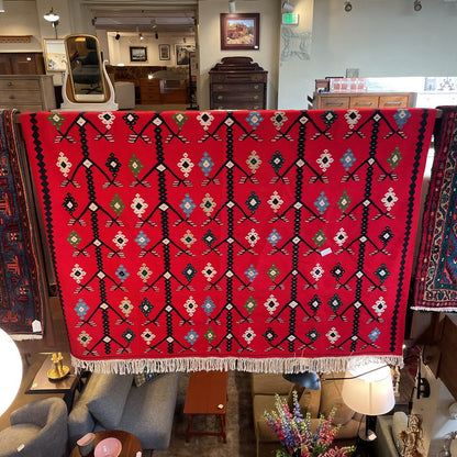 10x6 Bright Red Patterned Area Rug