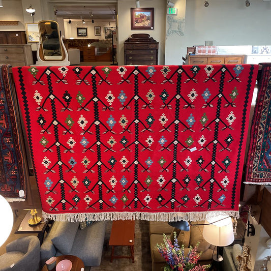 10x6 Bright Red Patterned Area Rug RUGS